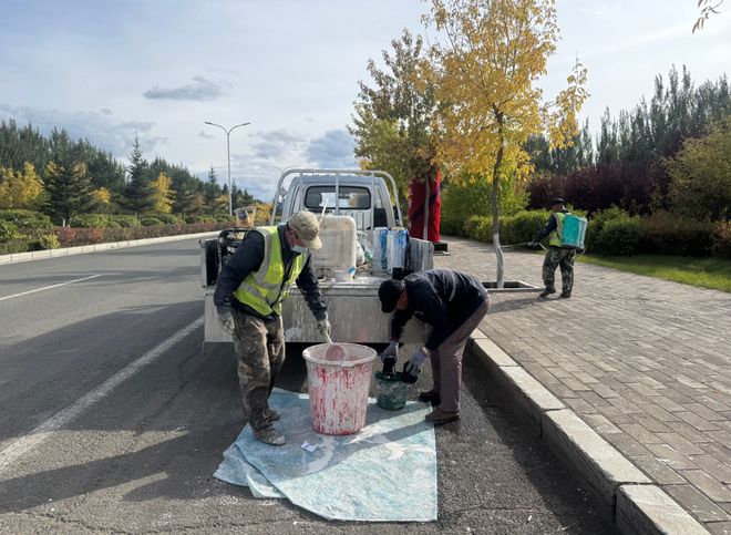 我看身边新变化 树木涂白“穿铠甲” 绿化养护正当时